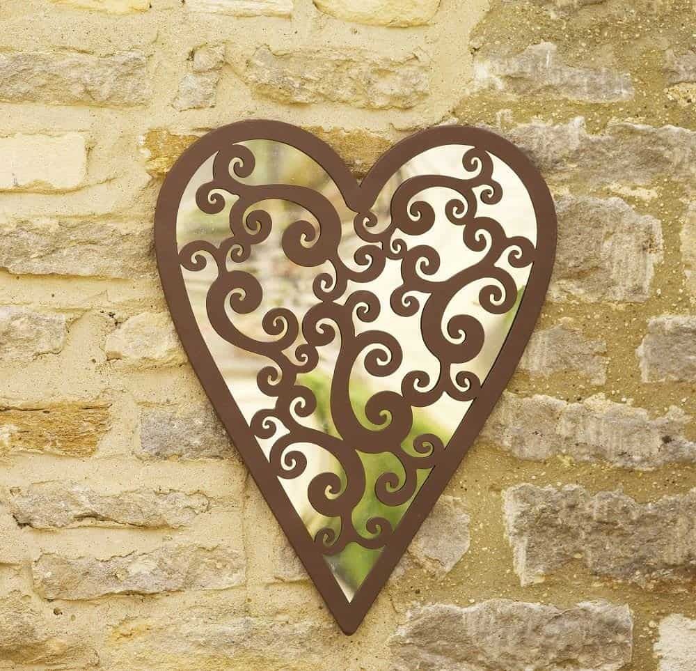 acrylic heart garden mirror