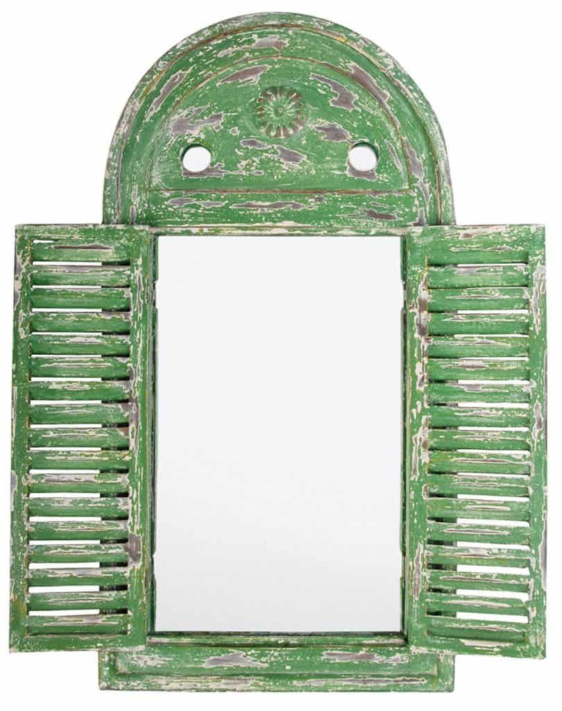 distressed wooden garden mirror