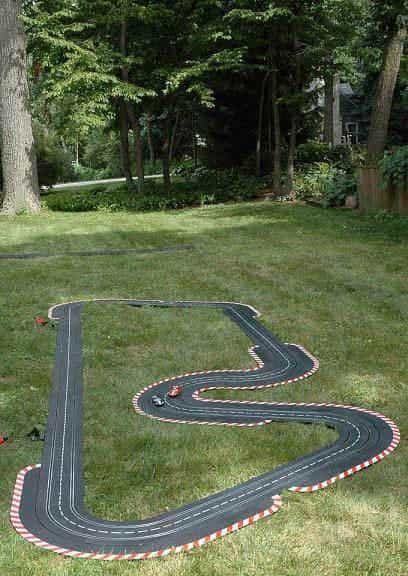 garden racetrack in grass