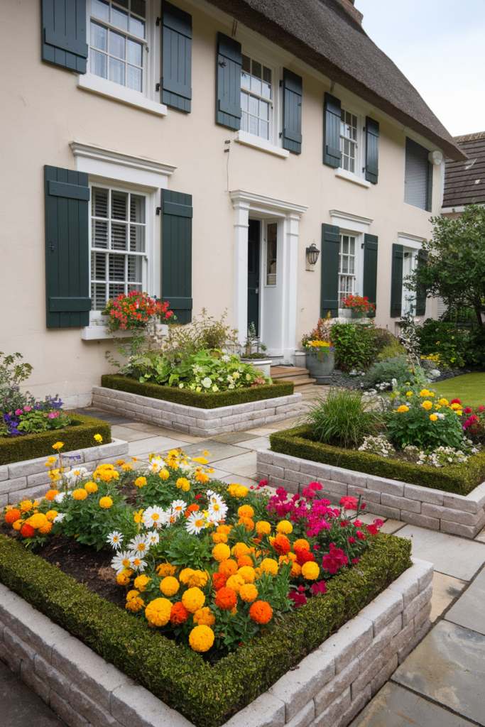 11. Framed Windows with Flower Beds