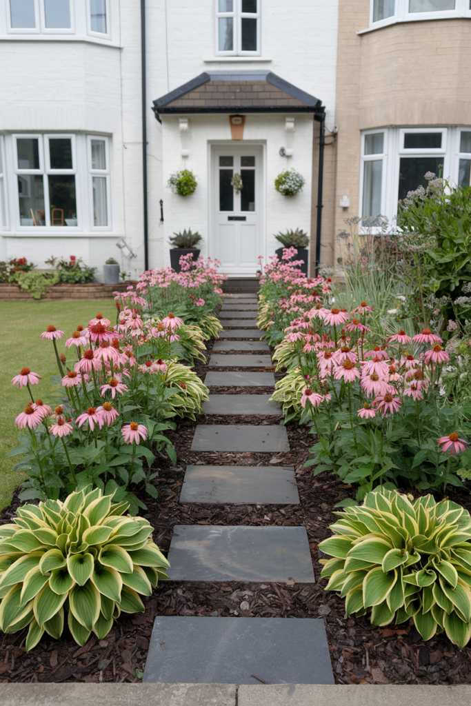 24. A Mulched Flower Bed with Colorful Accents