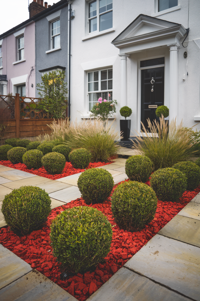 25. Vibrant Red Mulch Beds