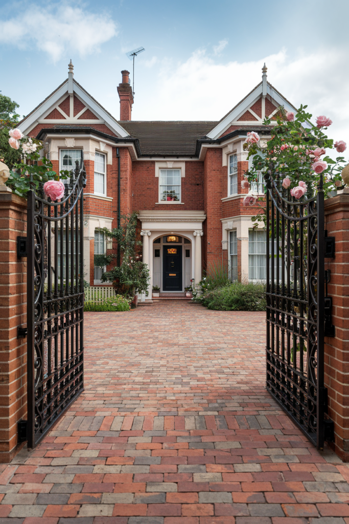 8. Victorian-Inspired Red Brick Driveway