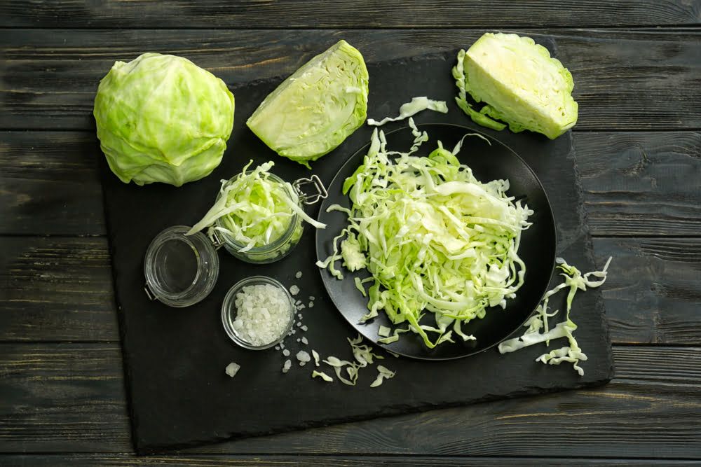 Sliced cabbage on plate