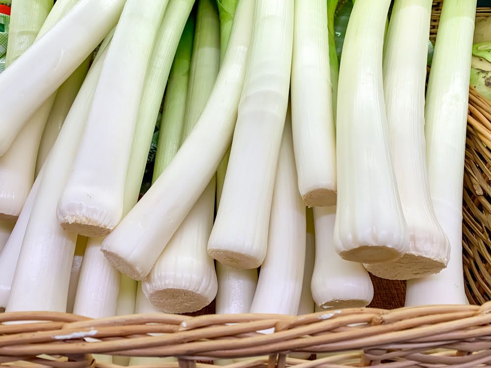 Leeks in basket