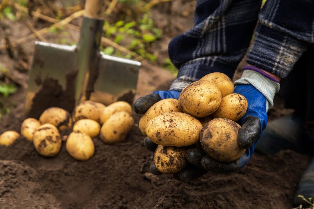 Harvesting potatoes