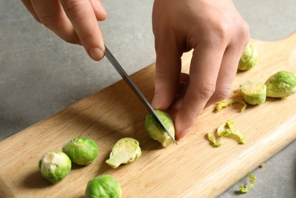 Chopping Brussel sprouts