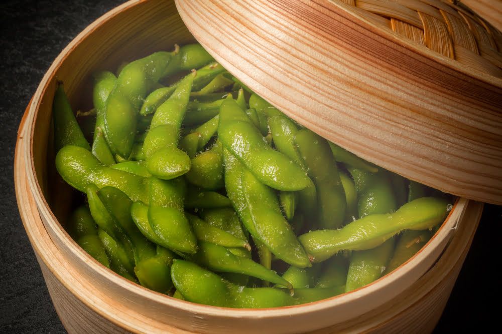 Steamed edamame beans