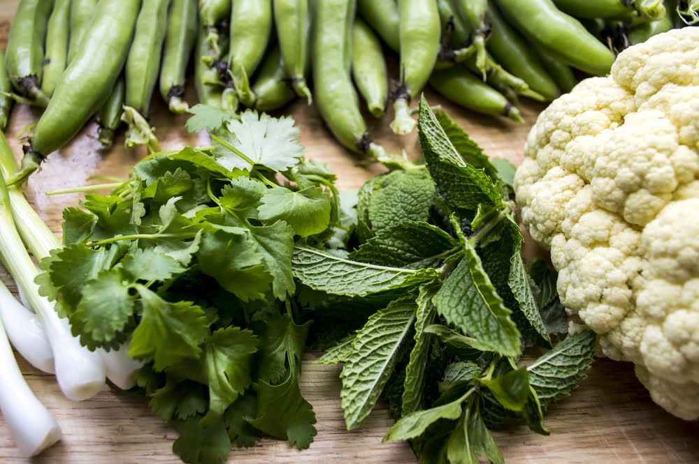 Mint on chopping board