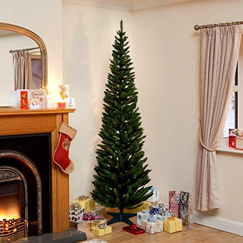 best-artificial-christmas-tree Snowtime Green Pine Slim Artificial Christmas Tree