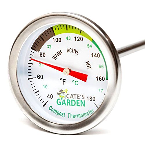best-compost-thermometer Cate's Garden Premium Stainless Steel Compost Thermometer