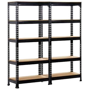 best-garage-shelving Yaheetech Two Pack of Heavy Duty Black 5 Tier Garage Storage Shelves