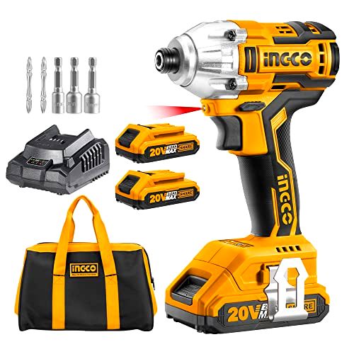 best-impact-driver INGCO 20 V Brushless Impact Driver Kit with Two Batteries