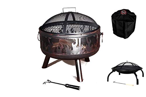 best-fire-pit TAOTAO Texas Steel Fire Pit with Chromed Grill