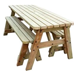 best garden picnic table Victoria Compact Rounded Wooden Picnic Table