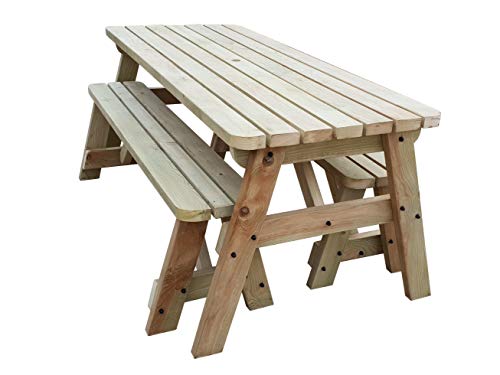 best garden picnic table Victoria Compact Rounded Wooden Picnic Table