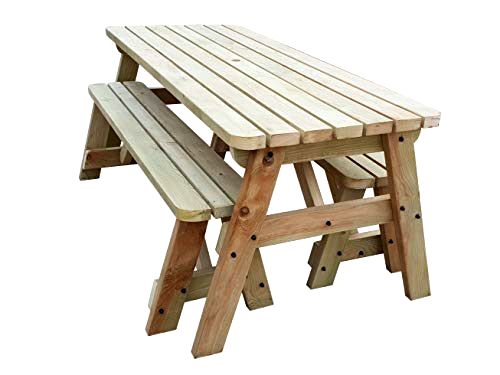 best garden picnic table Victoria Compact Rounded Wooden Picnic Table