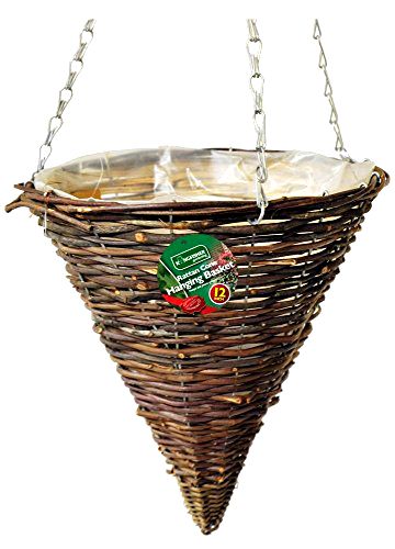 best-hanging-basket Kingfisher 12 inch (30cm) Dark Rattan Cone Hanging Basket