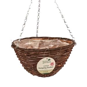best-hanging-basket Kingfisher 12in (30cm) Dark Rattan Hanging Basket