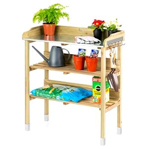 best-wooden-potting-bench Christow Wooden Potting Table & Greenhouse Staging