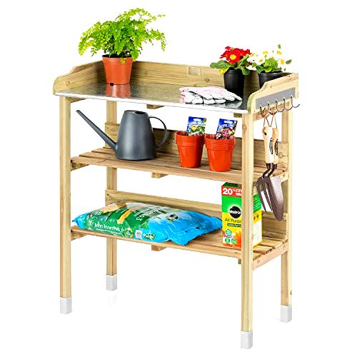 best-wooden-potting-bench Christow Wooden Potting Table & Greenhouse Staging