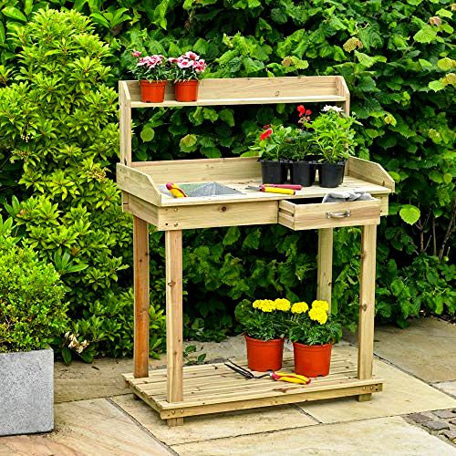 best-wooden-potting-bench Kingfisher Potting Table