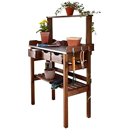 best-wooden-potting-bench Pureday Planting Table