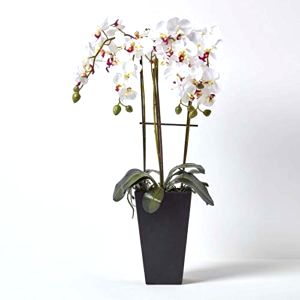 best-artificial-plant Homescapes Oriental Style White Orchid in a Contemporary Black Pot 70 cm