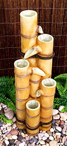 best-japanese-bamboo-water-feature White Ginko 5-Tier Bamboo Water Feature