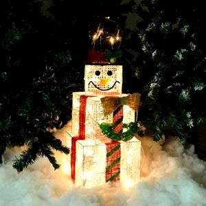 best-outdoor-christmas-decorations Kingfisher Indoor Square Snowman Christmas Light Figure Decoration - 75 Centimetre Tall
