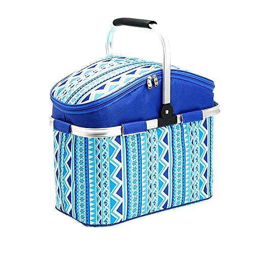 best-picnic-basket SZSMD Folding Picnic Basket, Waterproof Thermal Insulated Cooler Basket