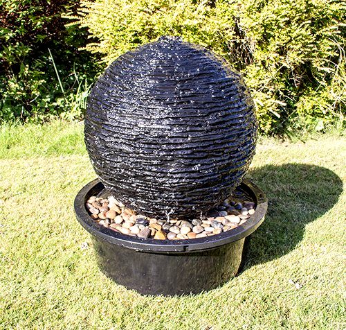 best-sphere-water-feature Primrose Torver Slate Effect 50cm Sphere Water Feature with LED Lights