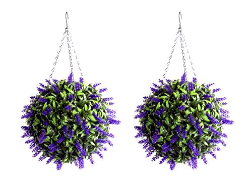 best-artificial-hanging-basket Best Artificial Pair of Purple Lush Lavender Flower Balls