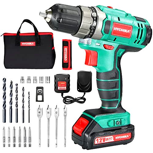 best-budget-cordless-drills Hychika 12V Cordless Drill Driver with 1500mAh Li-Ion Battery