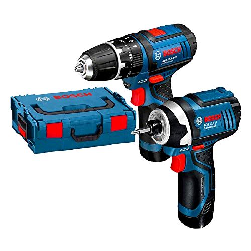 best-drill-driver-sets Bosch Professional GSB Cordless Combi Drill and Impact Driver Set with 2 x 2.0 Ah 10.8V Li-Ion Batteries