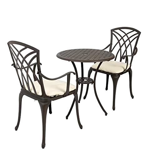 best-garden-bistro-set Charles Bentley Furniture 3 Piece Cast Aluminium Bistro Set Table & 2 Arm Chairs