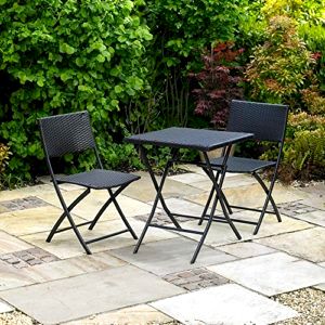 best-garden-bistro-set Kingfisher RBS2 Rattan Effect Table and 2 Chairs Garden Patio Bistro Set