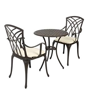 best-garden-chair Charles Bentley Cast Aluminium Bistro Table and 2 Armchairs Set with Cushions