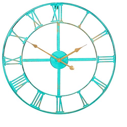 best-garden-clocks Primrose Metal Garden Clock in Patina Turquoise