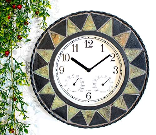 best-garden-clocks Slate Effect Patterned Outdoor Garden Clock