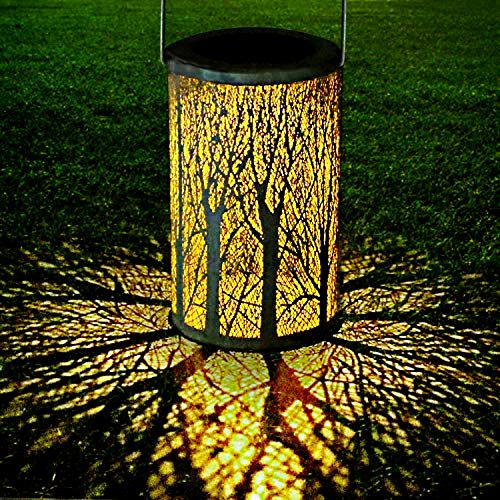 best-garden-lantern Yokunat LED Solar Lantern Outdoor Decorative Hanging Garden Lantern Cylindrical Lamp Night Light