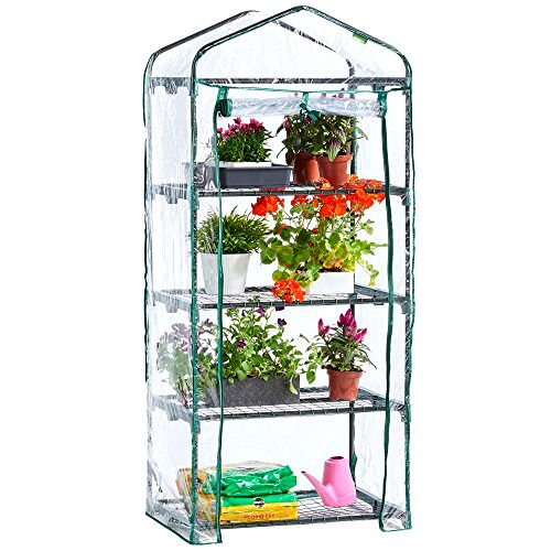 best-greenhouse VonHaus 4 Tier Mini Plastic PVC Greenhouse