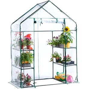 best-greenhouse VonHaus Compact Walk-In Greenhouse with 6 Shelves