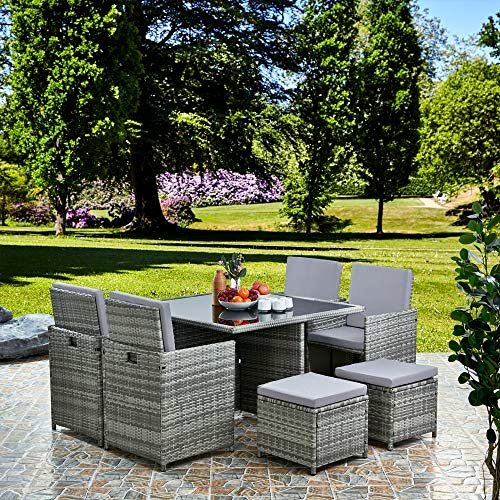 best-rattan-cube-garden-furniture-sets RayGar Deluxe 9 Piece Rattan Cube Furniture Set