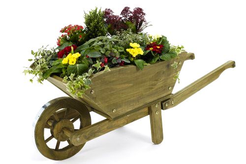 best-wheelbarrow-planters Crowders Wooden Wheelbarrow Planter