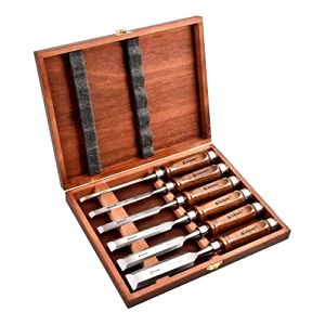 best-wood-chisel-set Ezarc 6pc Wood Chisel Set - with Black Walnut Handle in Wood Storage Box