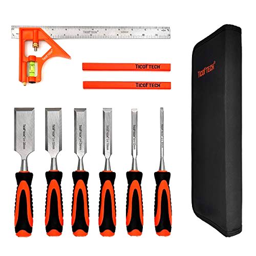 best-wood-chisel-set Ticoftech 6 Pc Wood Chisel Set with Woodworking Tools and Accessories