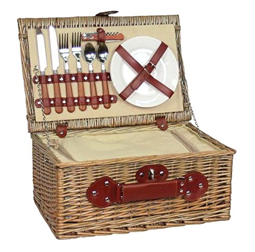 best-picnic-basket Antique Wash Willow Picnic Hamper / Basket, 2 Person Fitted