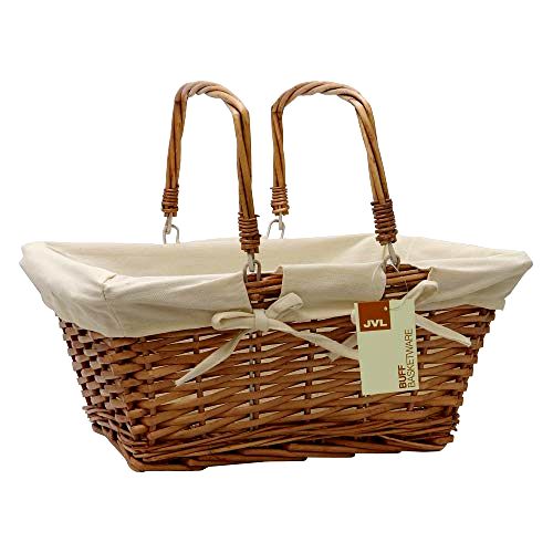 best-picnic-basket JVL Buff Split Willow Shopping Storage Basket with Cream Lining
