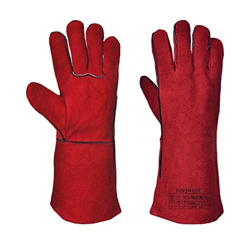 Stovax Stove Fire Gauntlet Gloves XL Large & Regular Black Heat Leather Glove 